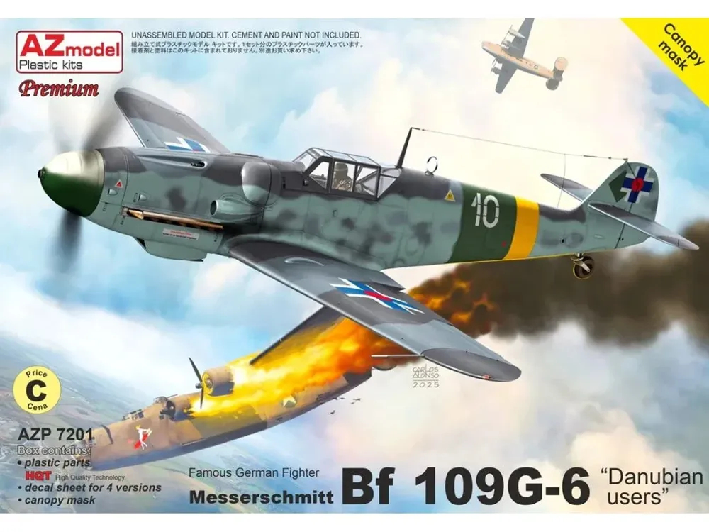 Krabice plastikové stavebnice AZ Model 1/72 Messerschmitt Bf 109G-6 Danubian Users