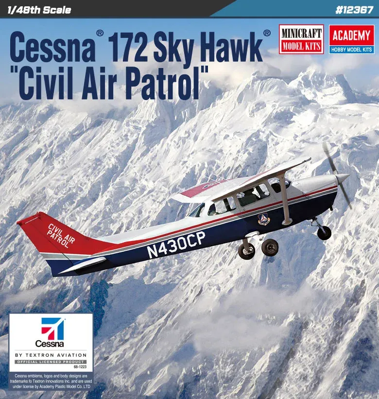 Krabice stavebnice Academy 12367 Cessna 172 Sky Hawk Civil Air Patrol v měřítku 1:48