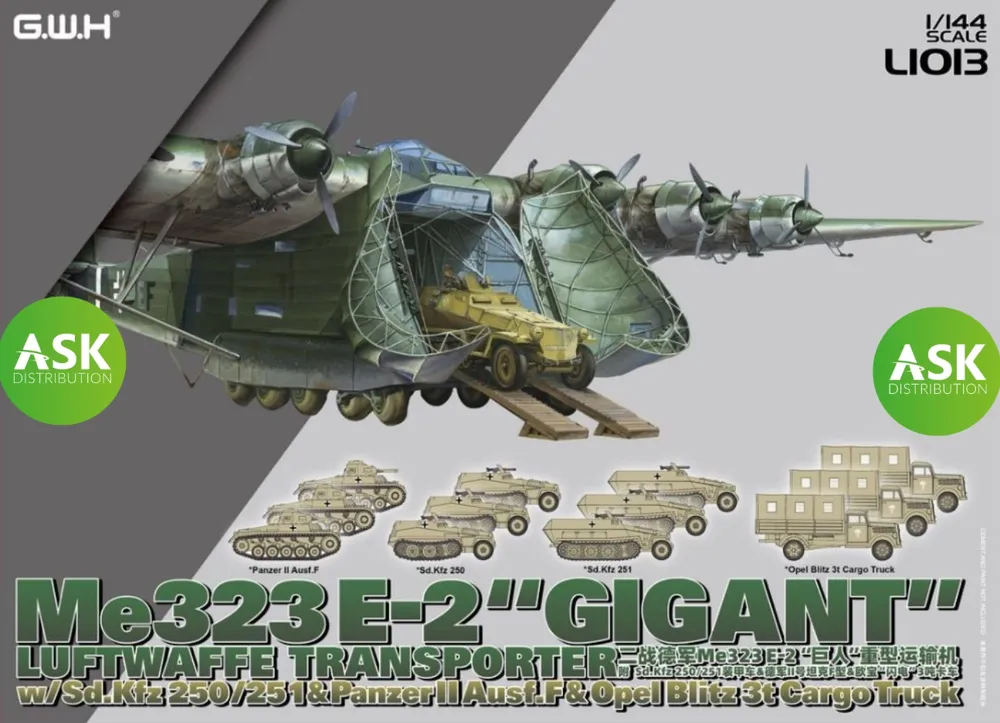 Krabice stavebnice Great Wall Hobby GWHL1013 Messerschmitt Me 323 E-2 Gigant v měřítku 1/144