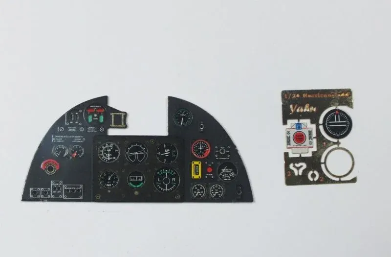 Barevný fotolept přístrojové desky Yahu Models YMA2402 Hurricane II v měřítku 1/24