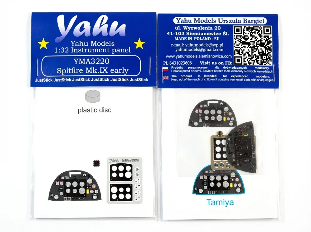 Předbarvený leptaný přístrojový panel Yahu Models YMA3220 pro Spitfire Mk.IX early v měřítku 1/32