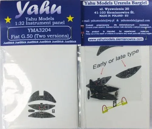 Barevný leptaný přístrojový panel Yahu Models YMA3204 Fiat G.50 v měřítku 1/32