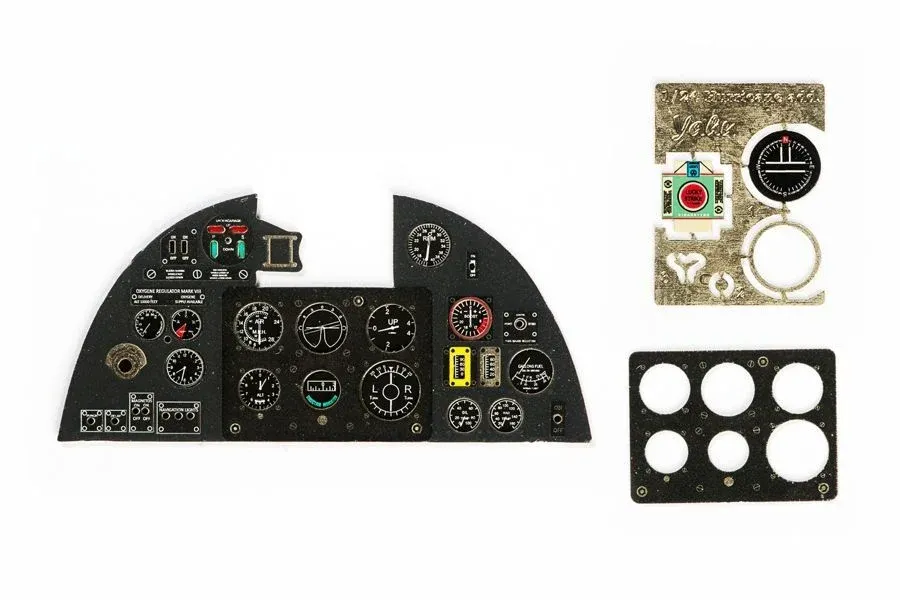 Barevná leptaná přístrojová deska Yahu Models YMA2401 pro Hurricane Mk.I v měřítku 1/24