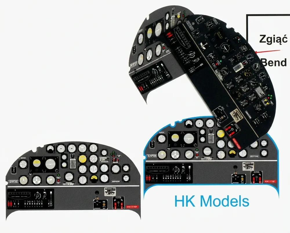 Barevný fotoleptaný přístrojový panel Yahu Models YMA3238 pro B-25J Mitchell v měřítku 1/32