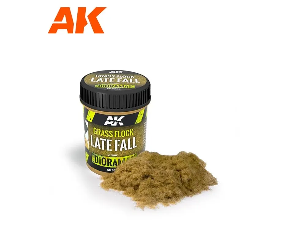 Balení statické trávy AK Interactive AK8222 Grass Flock 2 mm v odstínu pozdní podzim