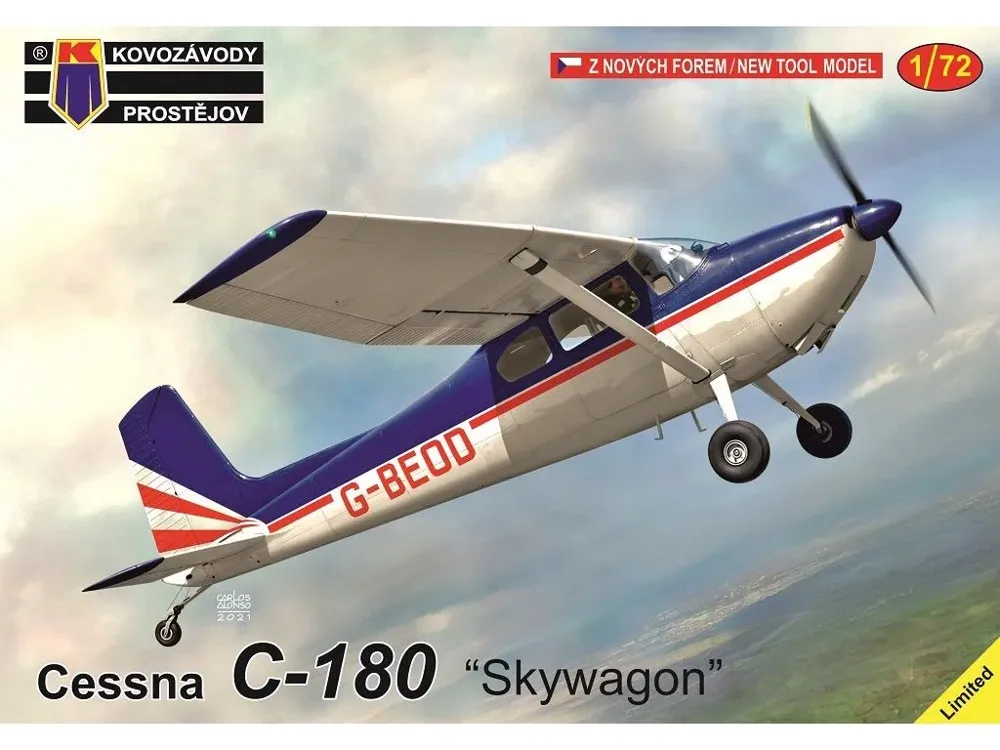 Plastiková stavebnice Kovozávody Prostějov KPM0236 Cessna C-180 Skywagon v měřítku 1/72