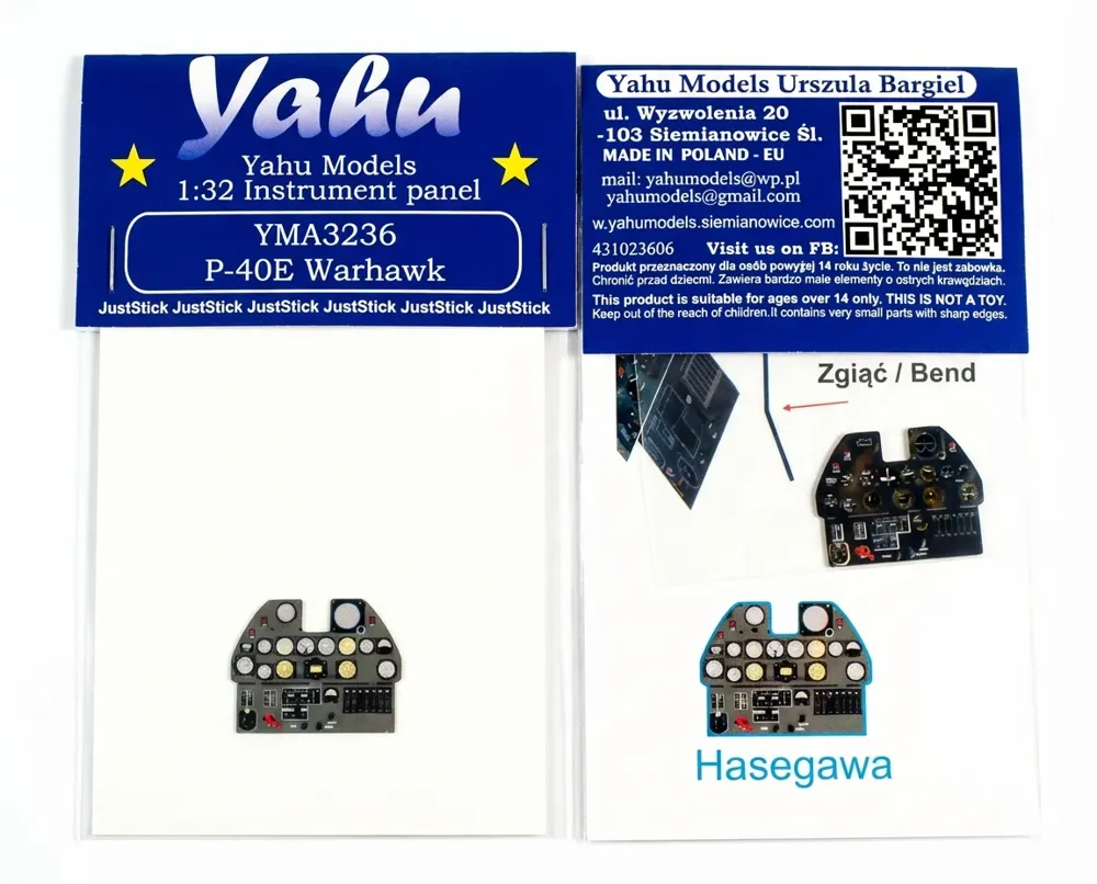 Barevná fotoleptaná přístrojová deska Yahu Models YMA3236 P-40E v měřítku 1/32