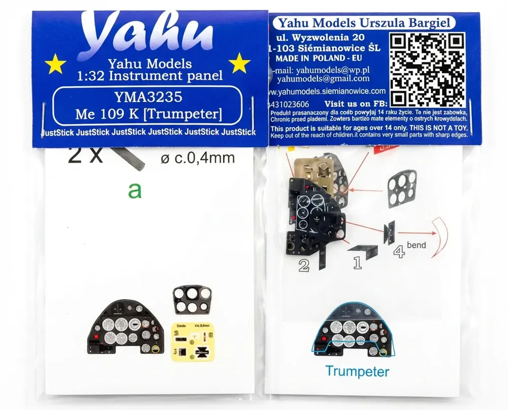 Fotolept Yahu Models YMA3235 – barevná přístrojová deska Me 109 K v měřítku 1/32
