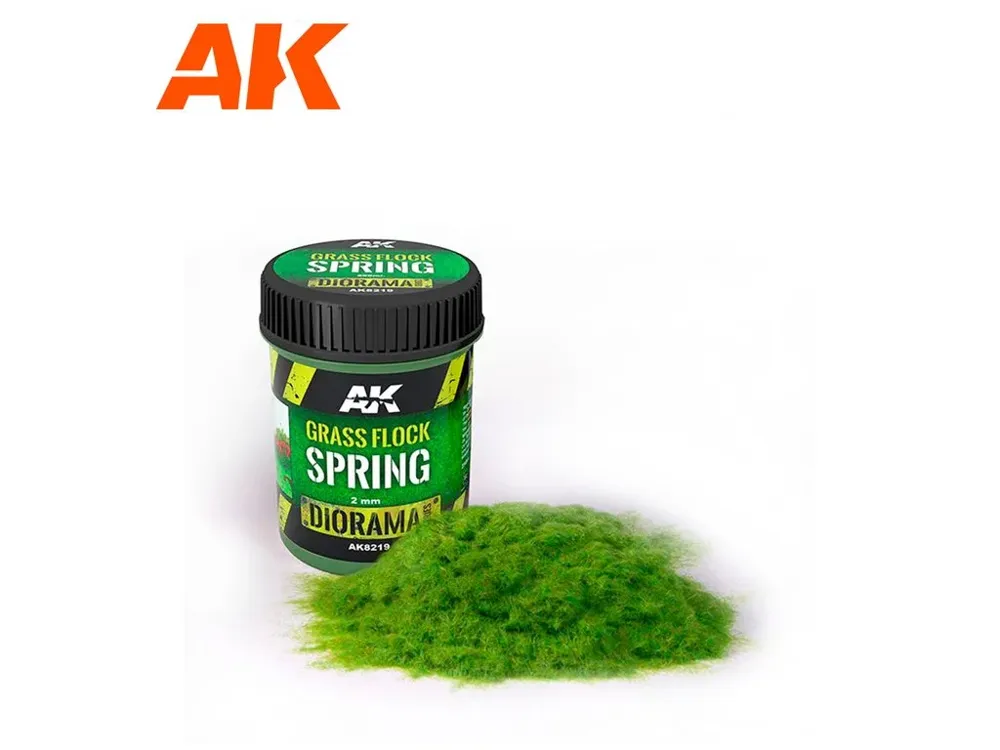 Balení statické trávy AK Interactive AK8219 Grass Flock 2 mm Spring, jarní zelený odstín