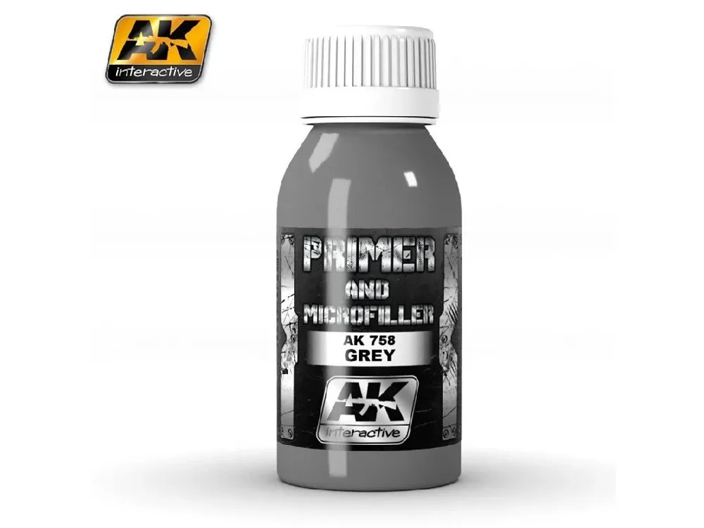 Lahvička AK Interactive AK758 šedý primer a mikrotmel 100 ml