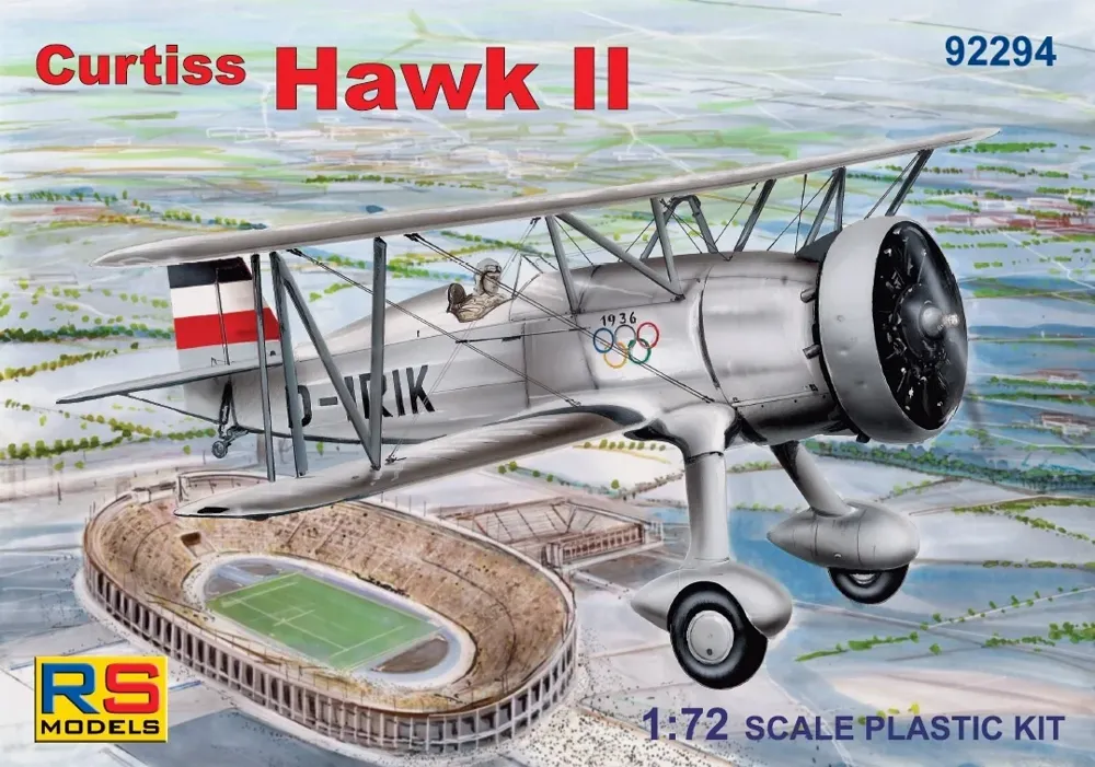 Krabice plastikové stavebnice RS Models 92294 Curtiss Hawk II „Udet" v měřítku 1/72
