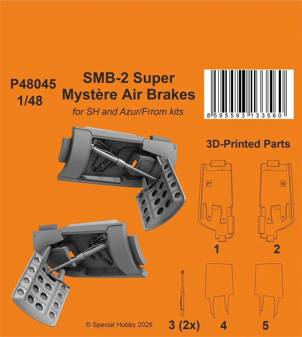 Resinové díly CMK P48045 aerodynamické brzdy pro SMB-2 Super Mystère v měřítku 1/48