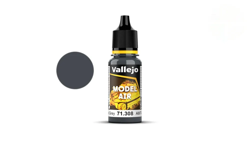 Lahvička akrylové barvy Vallejo Model Air 71308 AMT-12 tmavě šedá, 18 ml