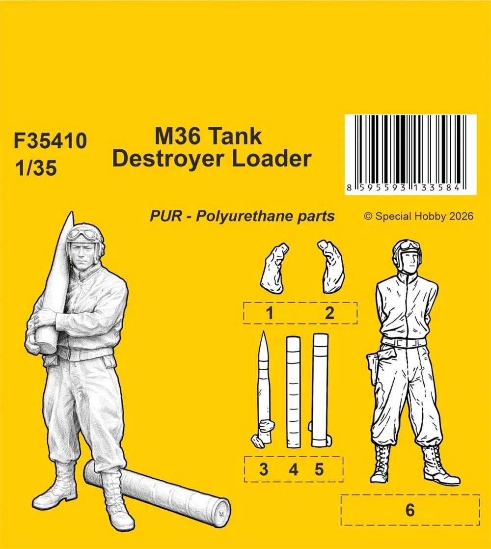 Figurka CMK F35410 nabíječ stíhače tanků M36 v měřítku 1/35 s 90mm nábojem