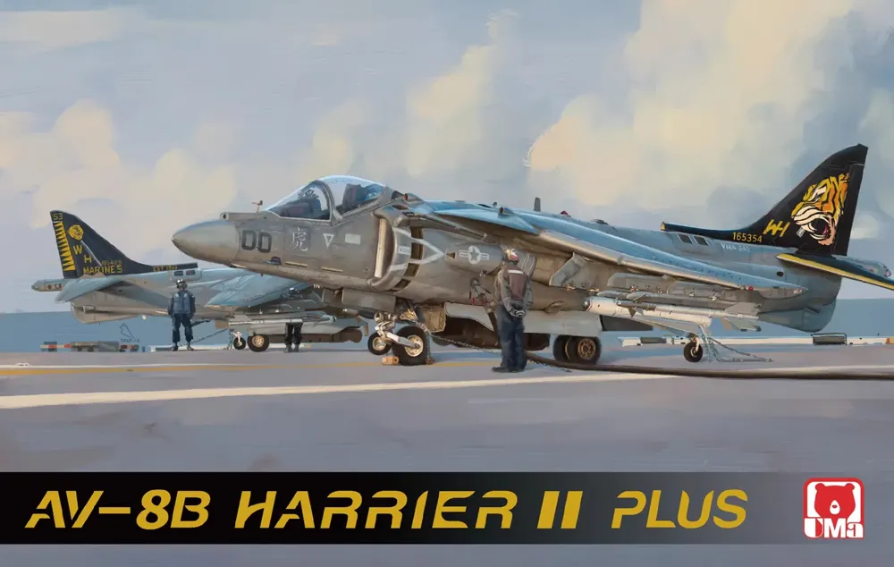 Krabice stavebnice UMa Model D1003 AV-8B Harrier II Plus v měřítku 1/48