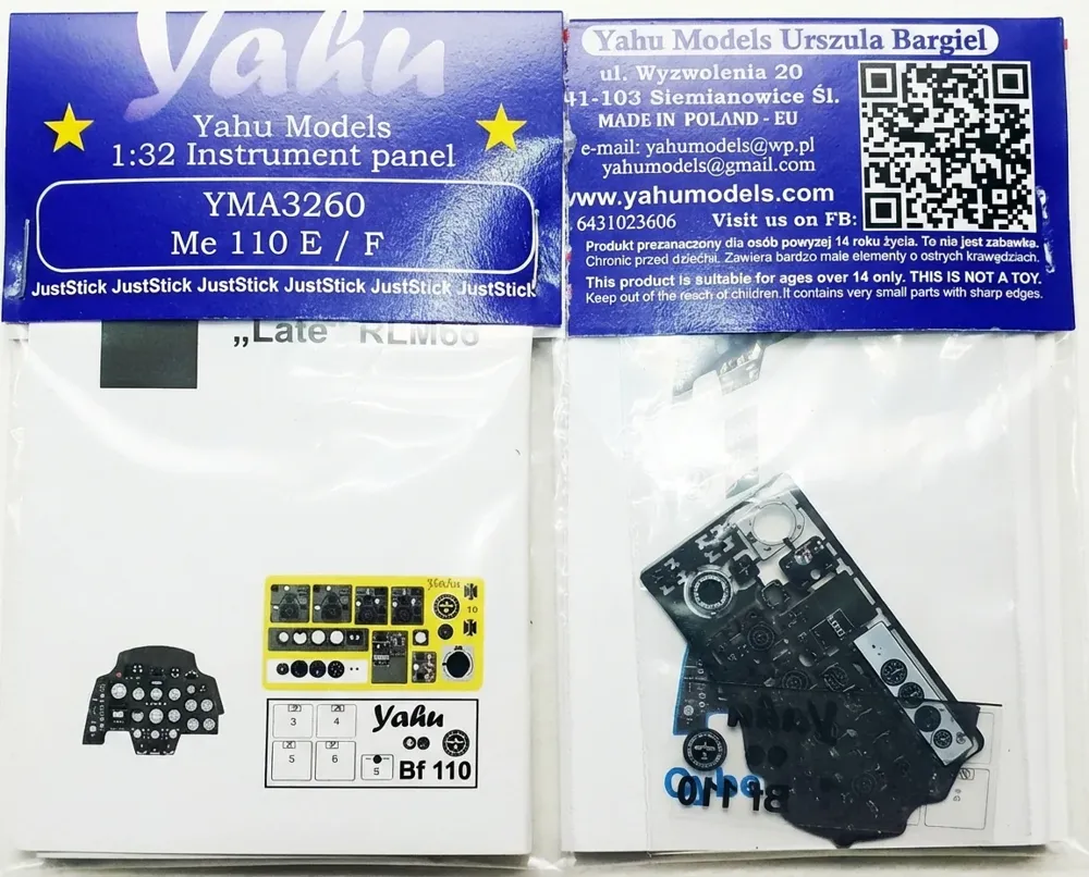 Fotolept Yahu Models YMA3260 — barevná přístrojová deska Me 110 E/F v měřítku 1/32