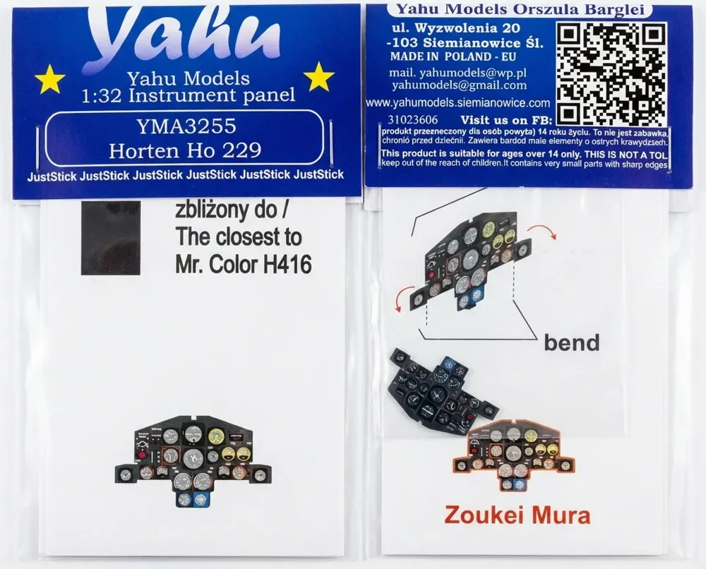 Barevný fotolept přístrojové desky Yahu Models YMA3252 B-17G v měřítku 1/32