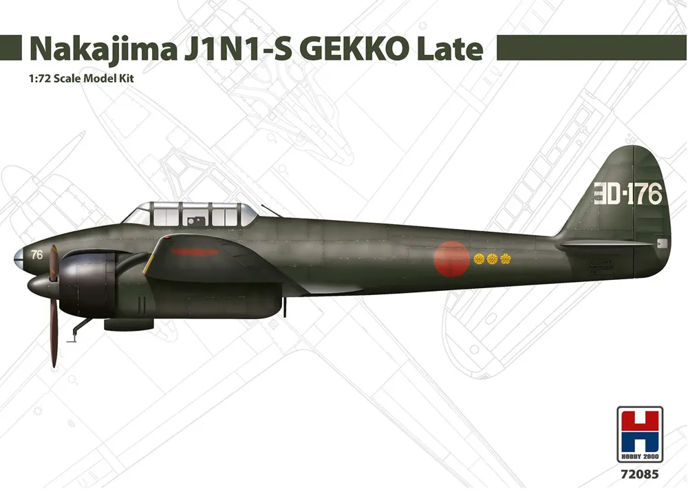 Krabice stavebnice Hobby 2000 H2K72085 Nakajima J1N1-S Gekko v měřítku 1/72