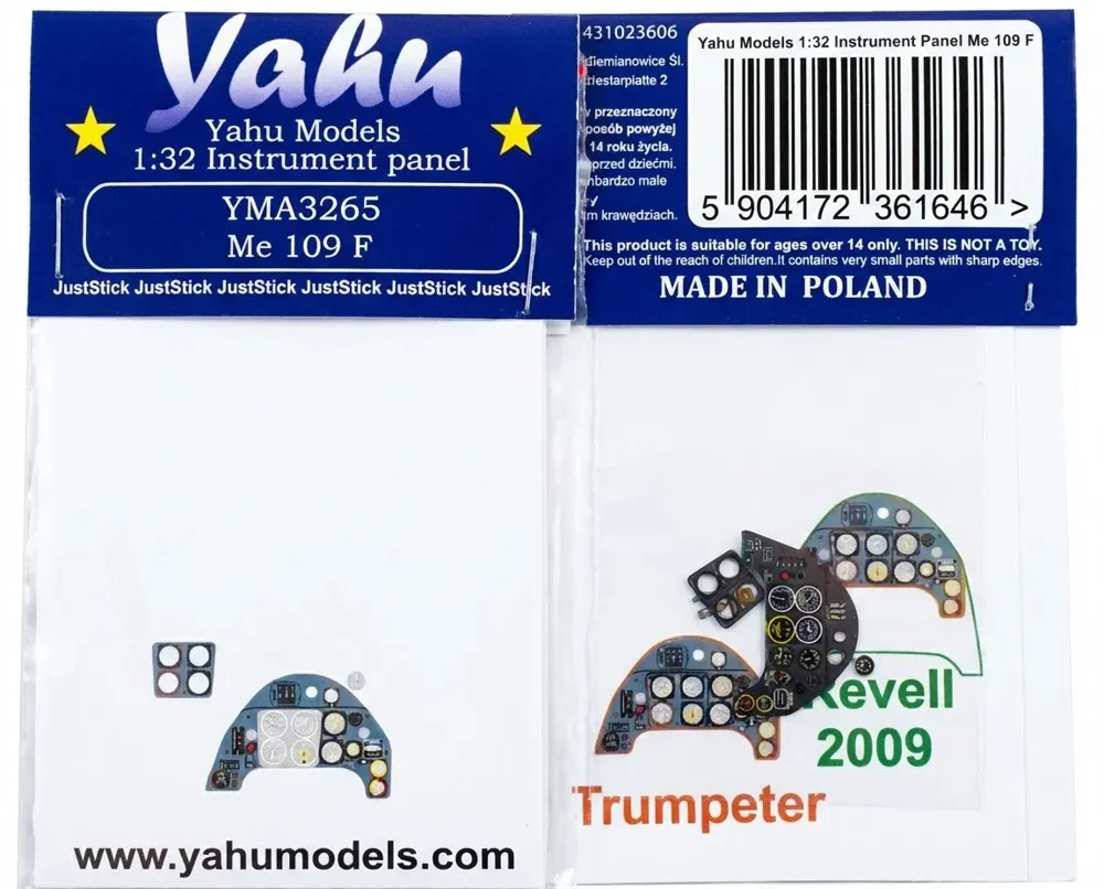 Fotolept Yahu Models YMA3265 přístrojová deska Me 109 F v měřítku 1/32