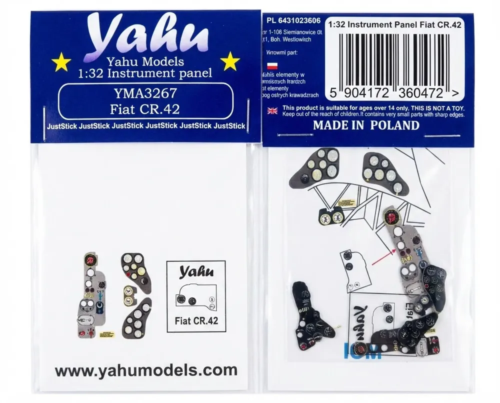 Fotoleptaná přístrojová deska Yahu Models YMA3267 Fiat CR.42 v měřítku 1/32