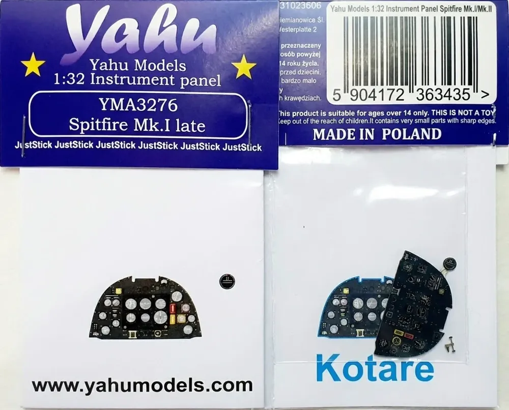 Barevný fotolept přístrojové desky Yahu Models YMA3276 pro Spitfire I late 1/32
