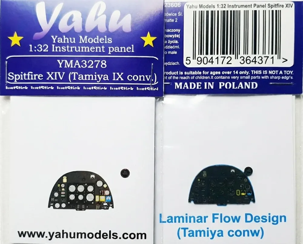 Konverzní sada Yahu Models 1/32 Spitfire Mk.XIV s křídly s laminárním obtékáním pro stavebnici Tamiya