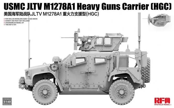 Krabice stavebnice Rye Field Model RFM5149 JLTV M1278A1 Heavy Guns Carrier v měřítku 1/35