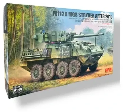 Krabice stavebnice Rye Field Model RFM5148 M1128 MGS Stryker s MILES v měřítku 1/35