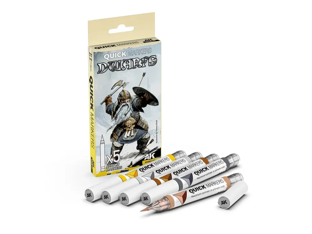 Sada pěti kontrastních markerů AK Interactive Quick Marker Set AKMQ107 trpaslíci