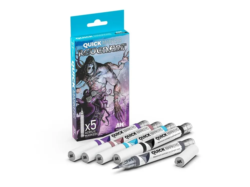 Sada pěti kontrastních markerů AK Interactive Quick Marker AKMQ102 Revenant v balení