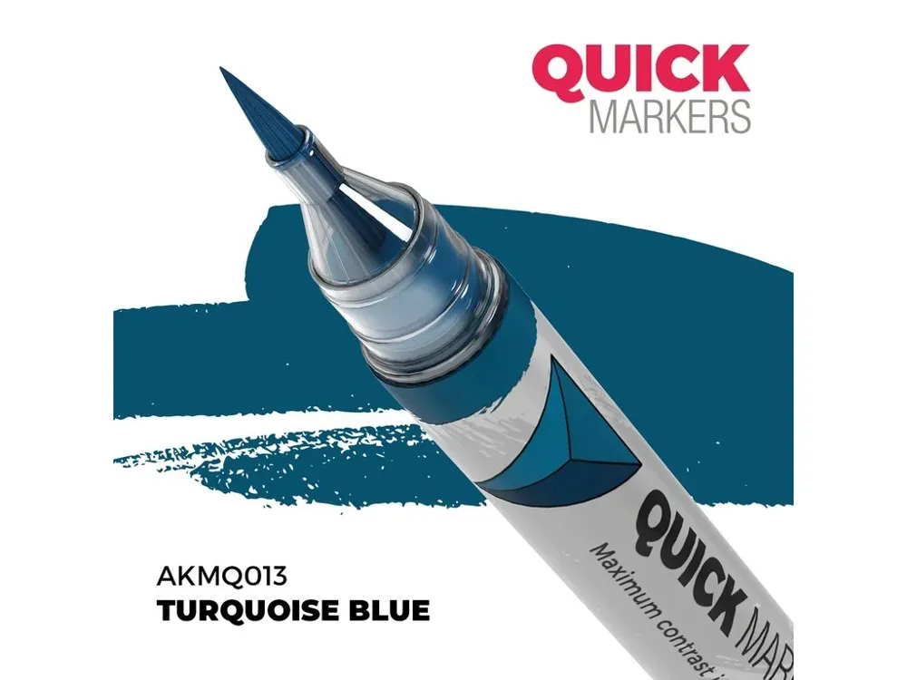 Marker s kontrastní barvou AK Interactive Quick Marker AKMQ013 tyrkysově modrá (Turquoise Blue)