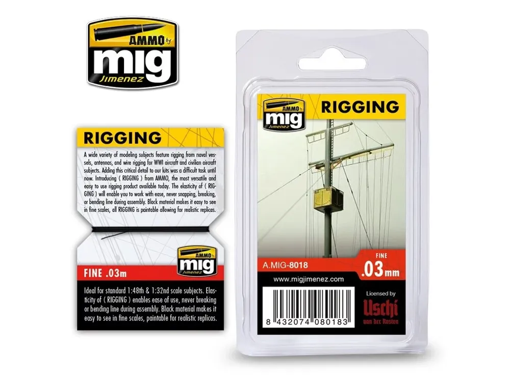 Balení elastické nitě AMMO Mig A.MIG-8018 Rigging Fine 0,03 mm, délka 10 m