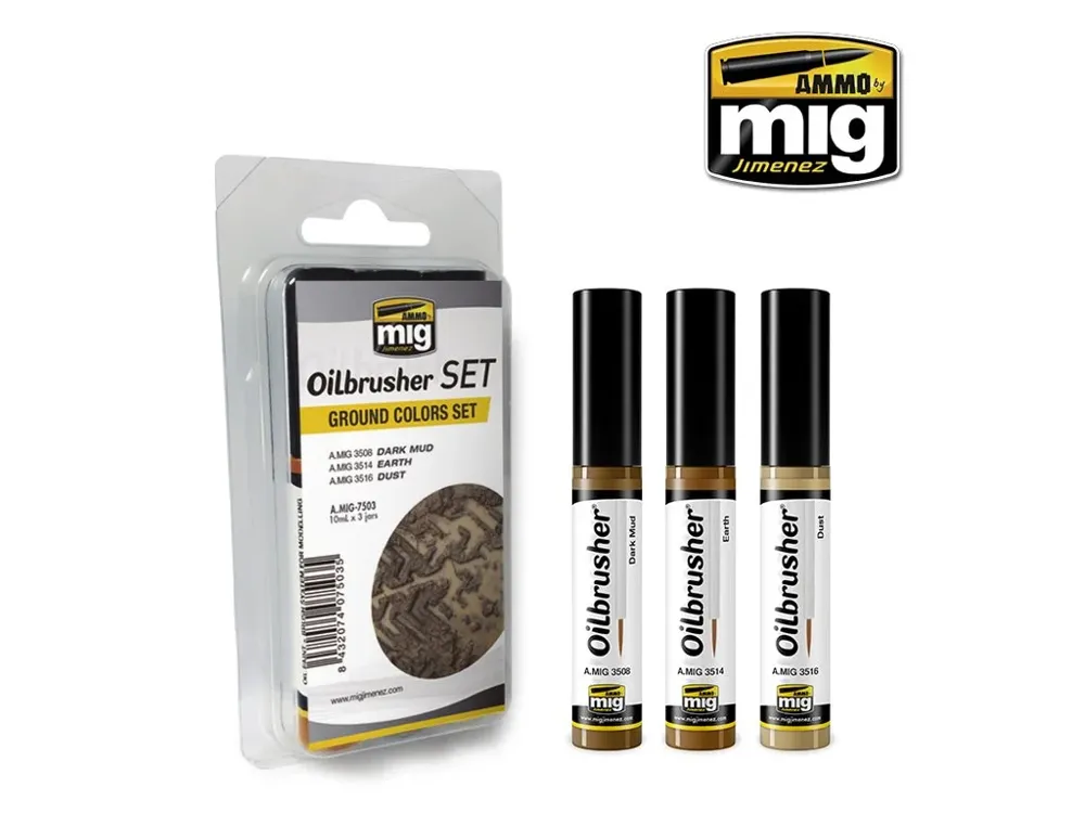 Sada olejových barev AMMO Mig A.MIG-7503 Oilbrusher Set Ground Colors