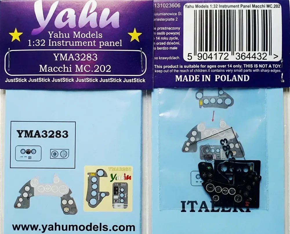 Fotoleptaná přístrojová deska Yahu Models YMA3283 pro Macchi MC.202 v měřítku 1/32