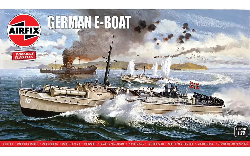 Krabice stavebnice Airfix A10280V German E-Boat 1/72, německý torpédový člun Schnellboot