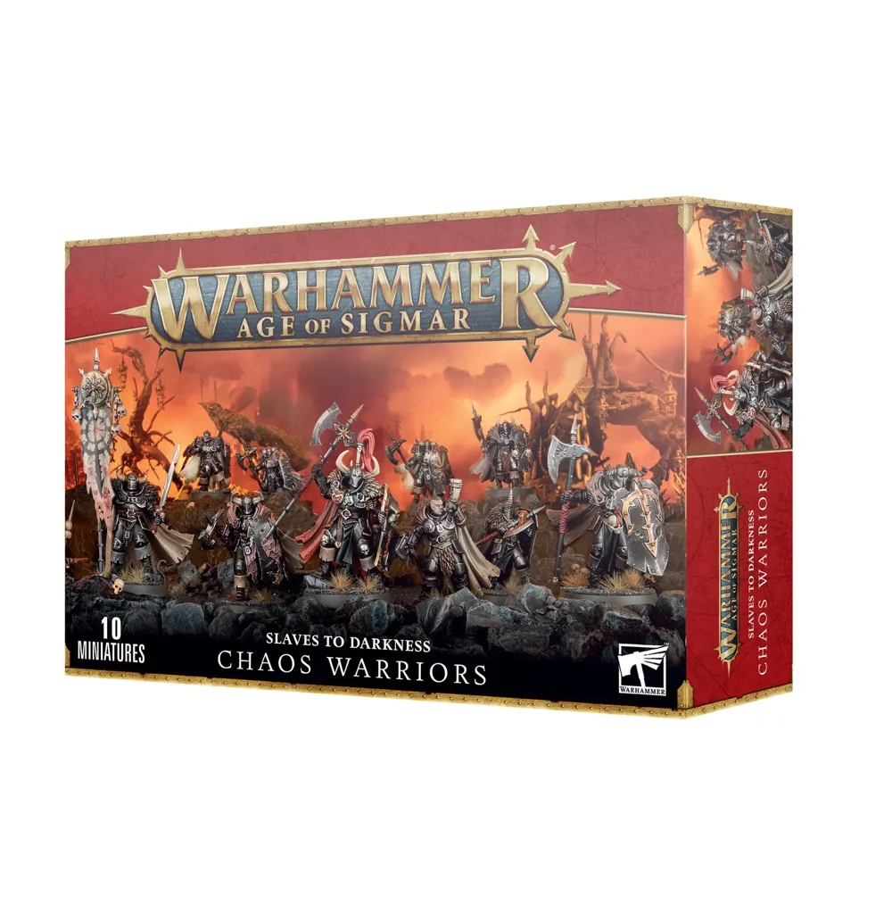 Krabice sady figurek Games Workshop Slaves to Darkness: Chaos Warriors, 10 modelů 28 mm
