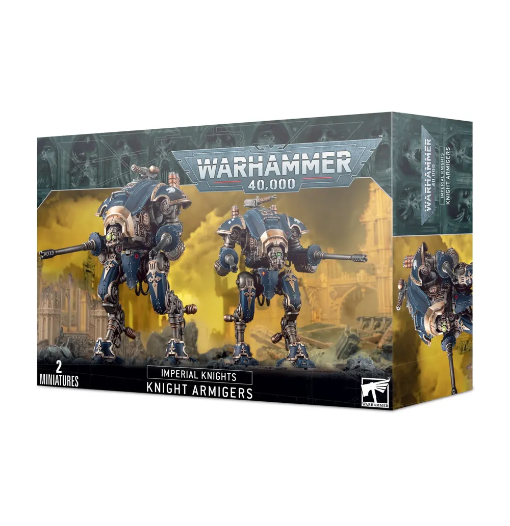 Stavebnice Games Workshop Imperial Knights: Knight Armigers pro Warhammer 40,000 – dva bojové stroje