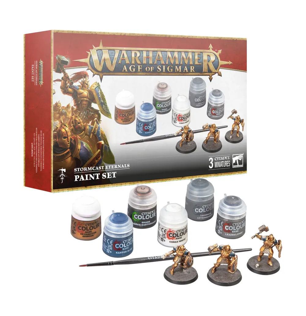 Sada barev Games Workshop Citadel Stormcast Eternals – 6 barev 12 ml, štětec a 3 miniatury
