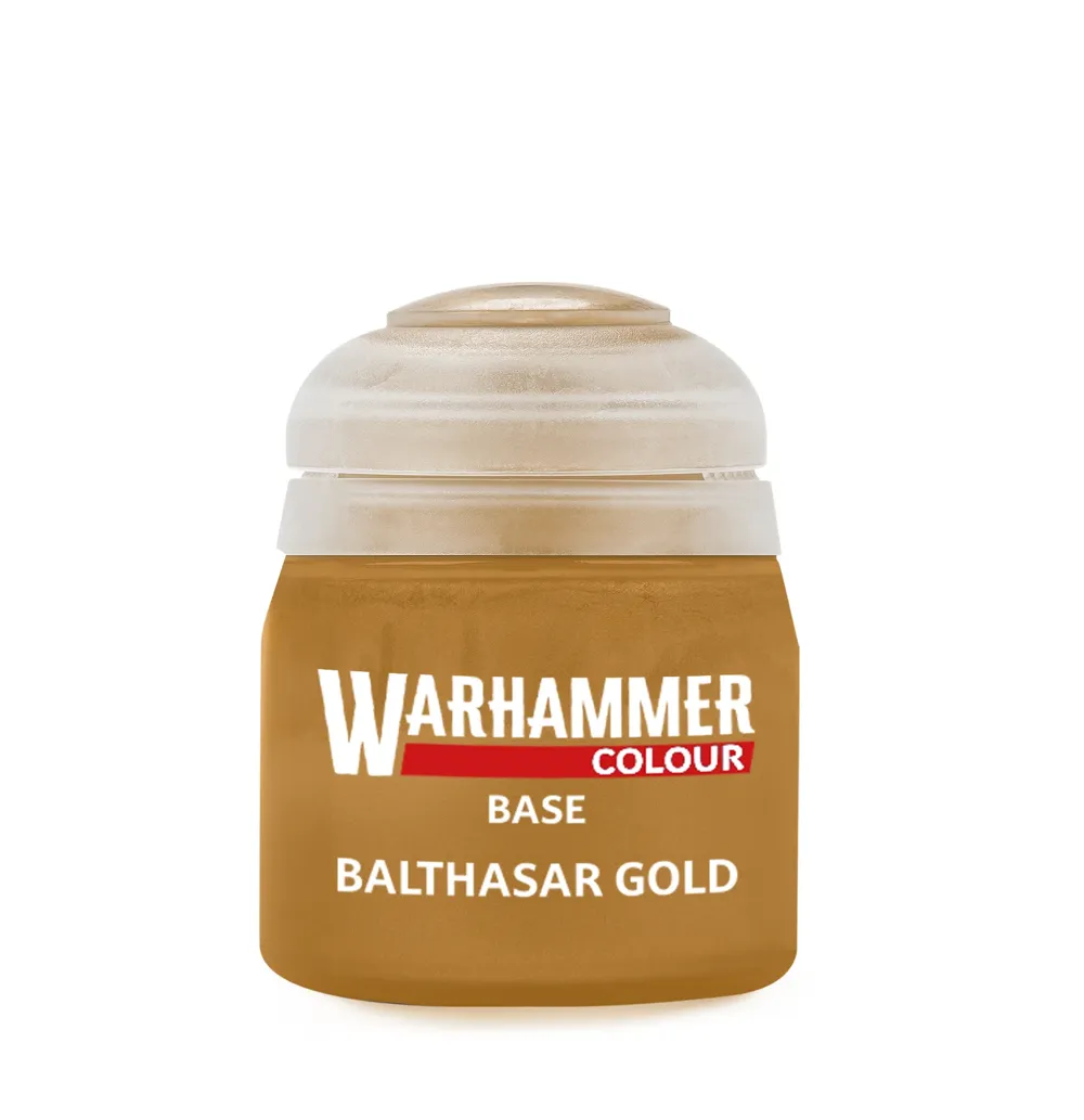 Kelímek akrylové barvy Citadel Base Balthasar Gold 12 ml, tmavě zlatý odstín