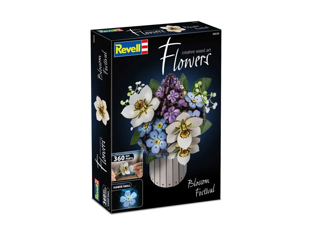 Dřevěná stavebnice Revell Flowers 00630 Blossom Festival – sestavená kytice ve váze