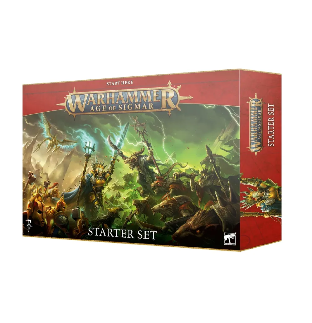 Krabice Games Workshop Age of Sigmar Starter Set s miniaturami Stormcast Eternals a Skaven