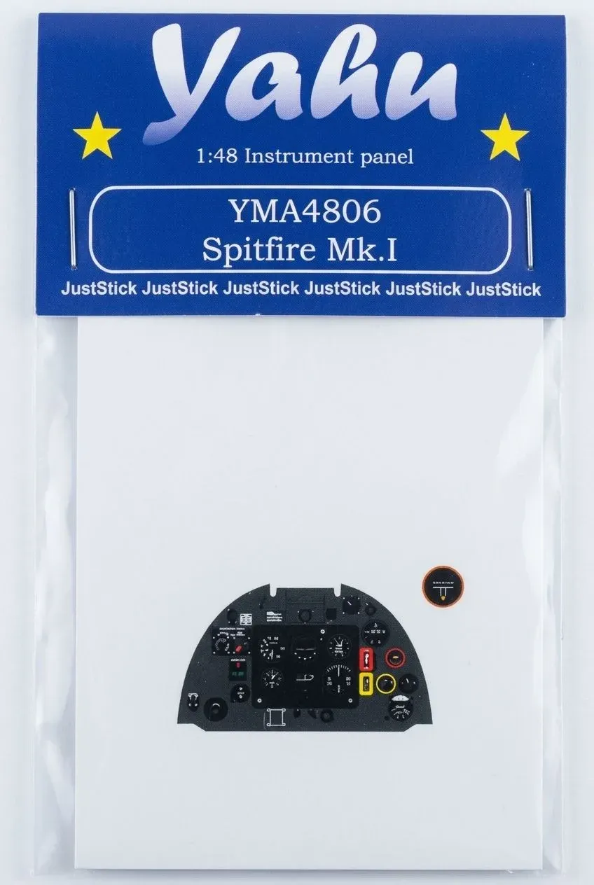 Barevný samolepicí fotolept přístrojové desky Yahu Models YMA4806 Spitfire Mk.I v měřítku 1/48