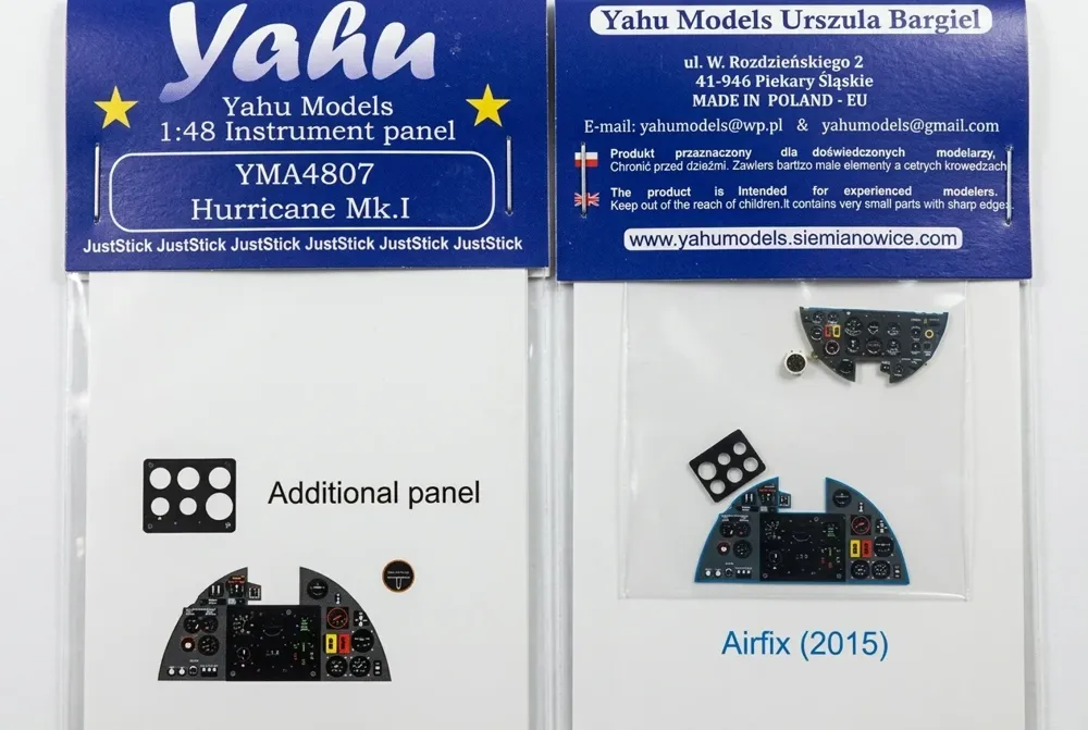 Barevná fotoleptaná přístrojová deska Yahu Models YMA4807 Hurricane Mk.I v měřítku 1/48