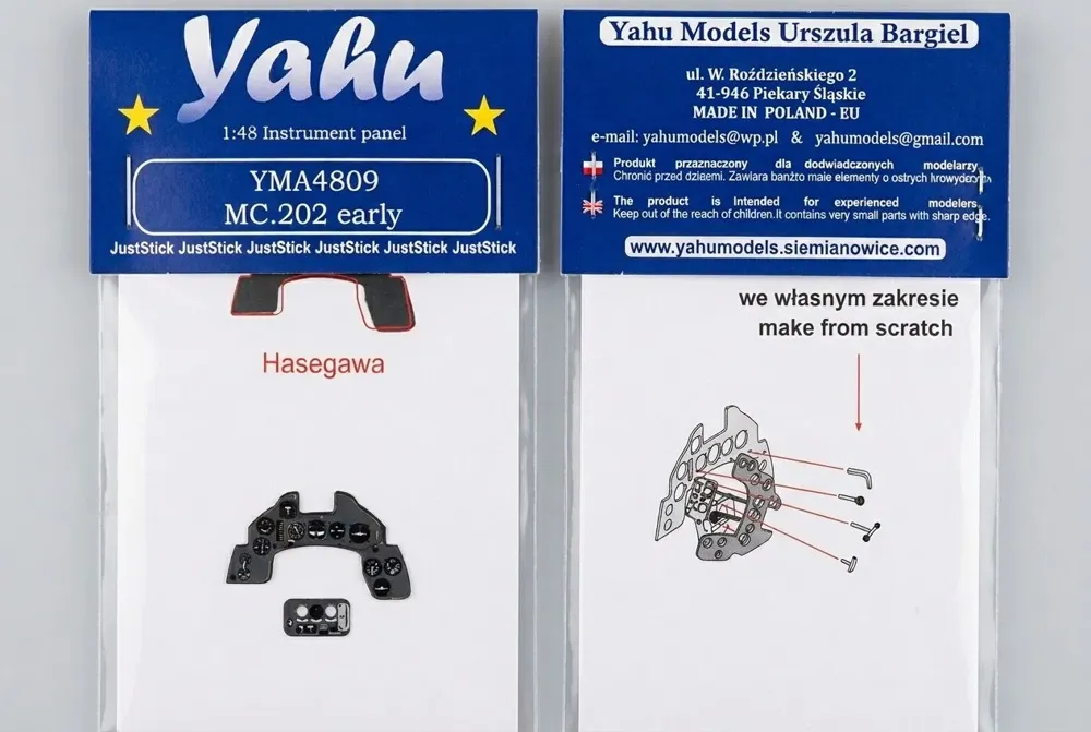Barevný fotolept přístrojové desky Yahu Models YMA4809 pro Macchi C.202 v měřítku 1/48