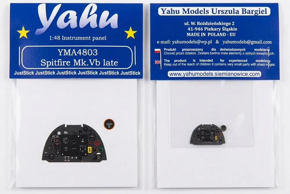 Barevný fotoleptaný přístrojový panel Yahu Models YMA4803 Spitfire Mk.Vb Late v měřítku 1/48