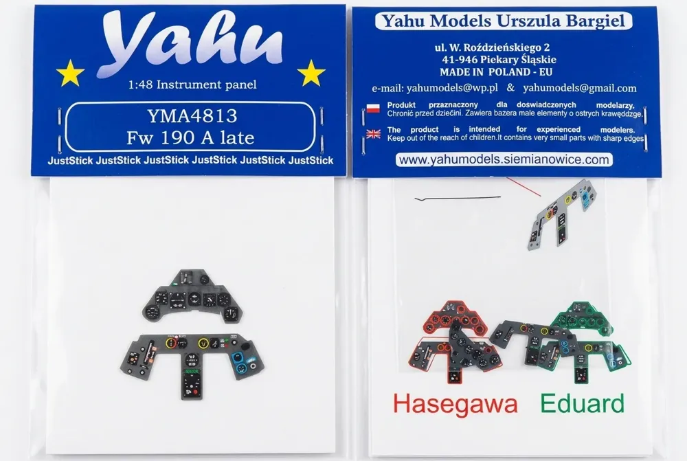 Barevná leptaná přístrojová deska Yahu Models YMA4813 Fw 190A late v měřítku 1/48