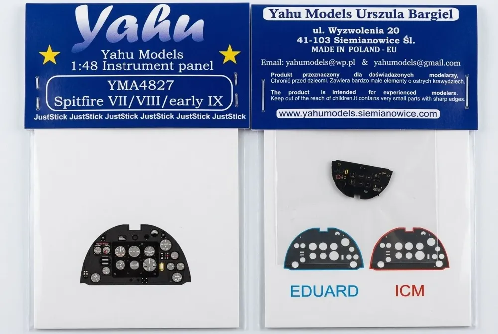 Barevná leptaná přístrojová deska Yahu Models YMA4827 pro Spitfire Mk.VII/VIII/IX v měřítku 1/48