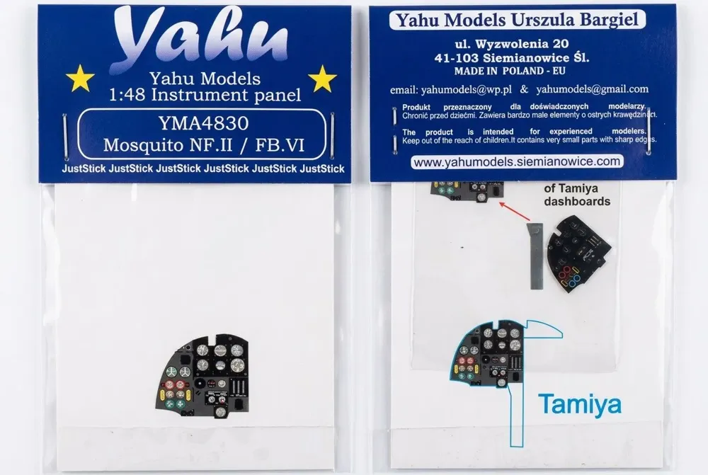 Leptaná přístrojová deska Yahu Models YMA4830 1/48 pro Mosquito NF.II / FB VI