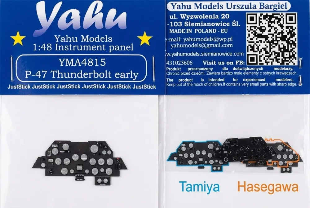 Leptaná přístrojová deska Yahu Models YMA4815 v měřítku 1/48 pro P-47D early Tamiya