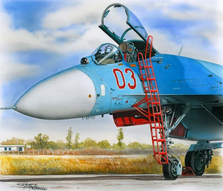 Plastikový detailní set Plus Model AL4062 – žebřík pro Su-27 v měřítku 1/48